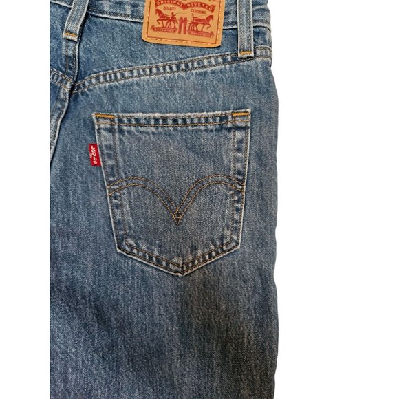 Levi's High Rise Jeans 24 X 30 Distressed Medium Wash Straight Leg - Picture 3 of 10